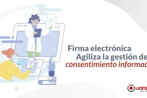 Paciente firma consentimiento informado digitalmente. Firma electrónica agiliza el proceso.
