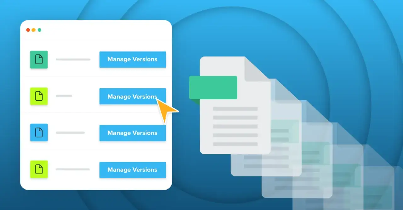 Interfaz de gestión de versiones de documentos, mostrando un historial de archivos para un backup continuo.